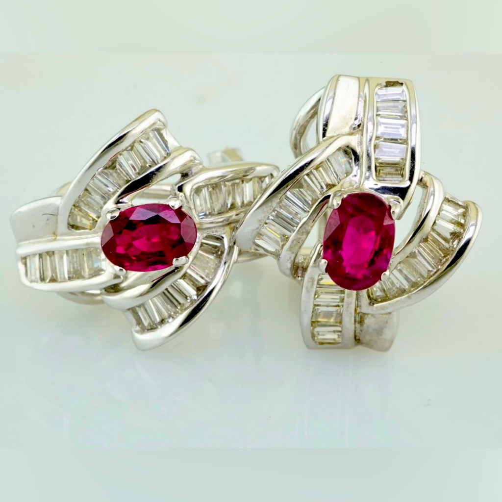 18k Ruby And Diamond Earrings